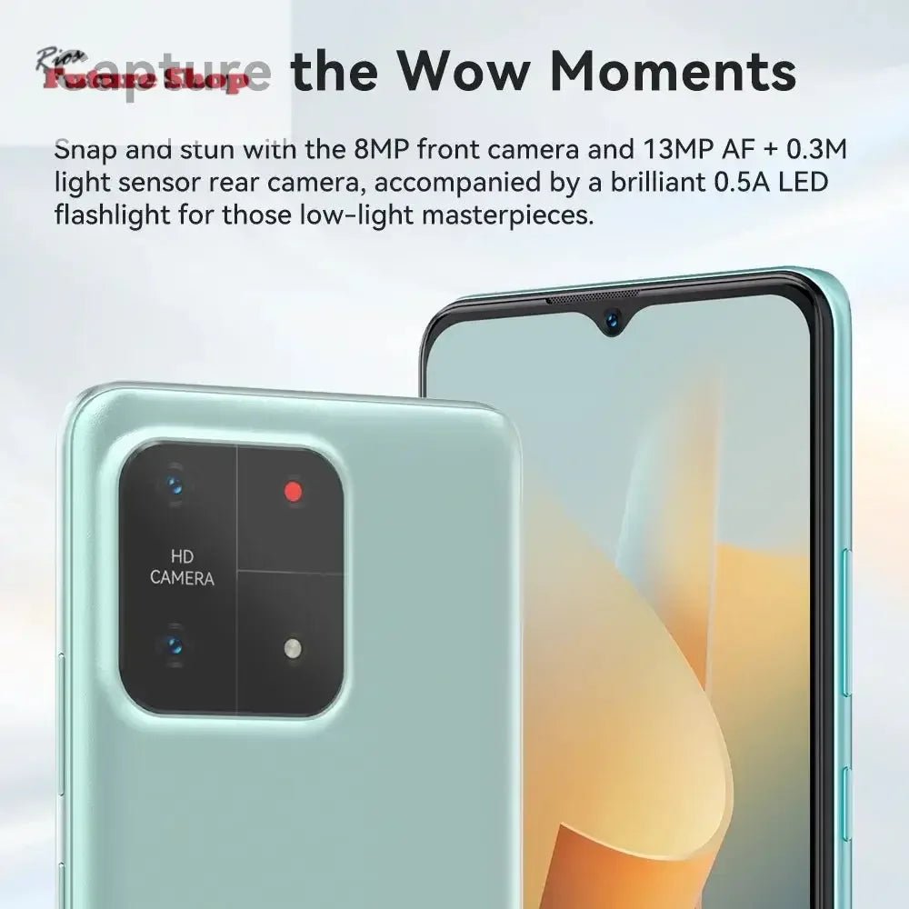 Cubot A1 Smartphone 6.56" HD+Screen 8GB(4GB+4GB)RAM 128GB ROM Octa core Android 13 5100mAh Battery Face ID 13MP Camera Cellphone - Rios Future Shop