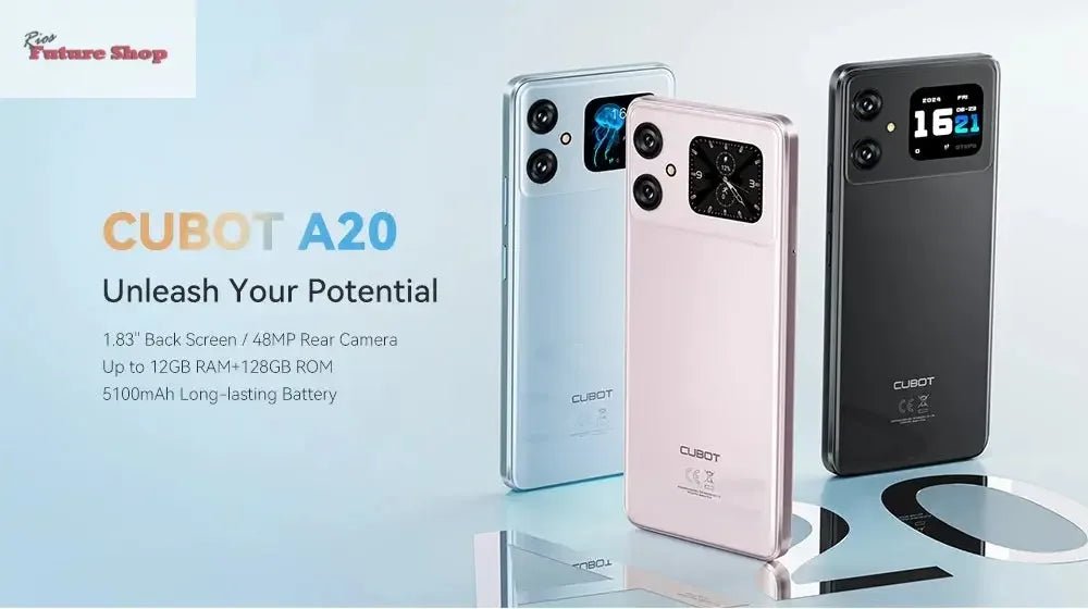 Cubot A20 4G Smart Phone Android 14 12GB(4GB+8GB Extend)+128GB 90Hz 6.745" HD+Display Face ID 5100mAh Cellphone - Rios Future Shop