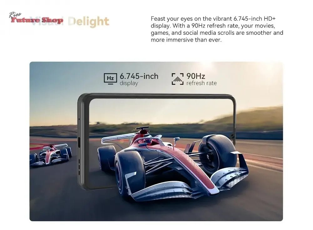 Cubot A20 4G Smart Phone Android 14 12GB(4GB+8GB Extend)+128GB 90Hz 6.745" HD+Display Face ID 5100mAh Cellphone - Rios Future Shop
