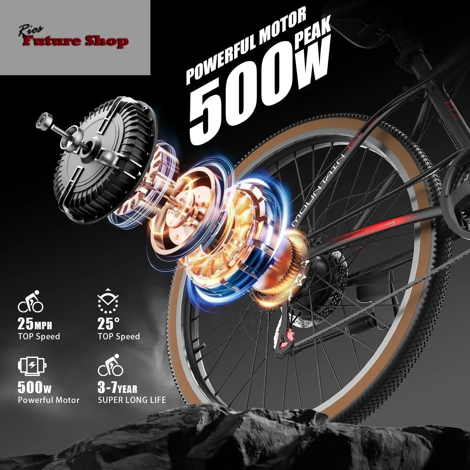 Electric Bike For Adults, 500W Motor,le Battery, 26in Tires E Bikes For Adults - Rios Future Shop