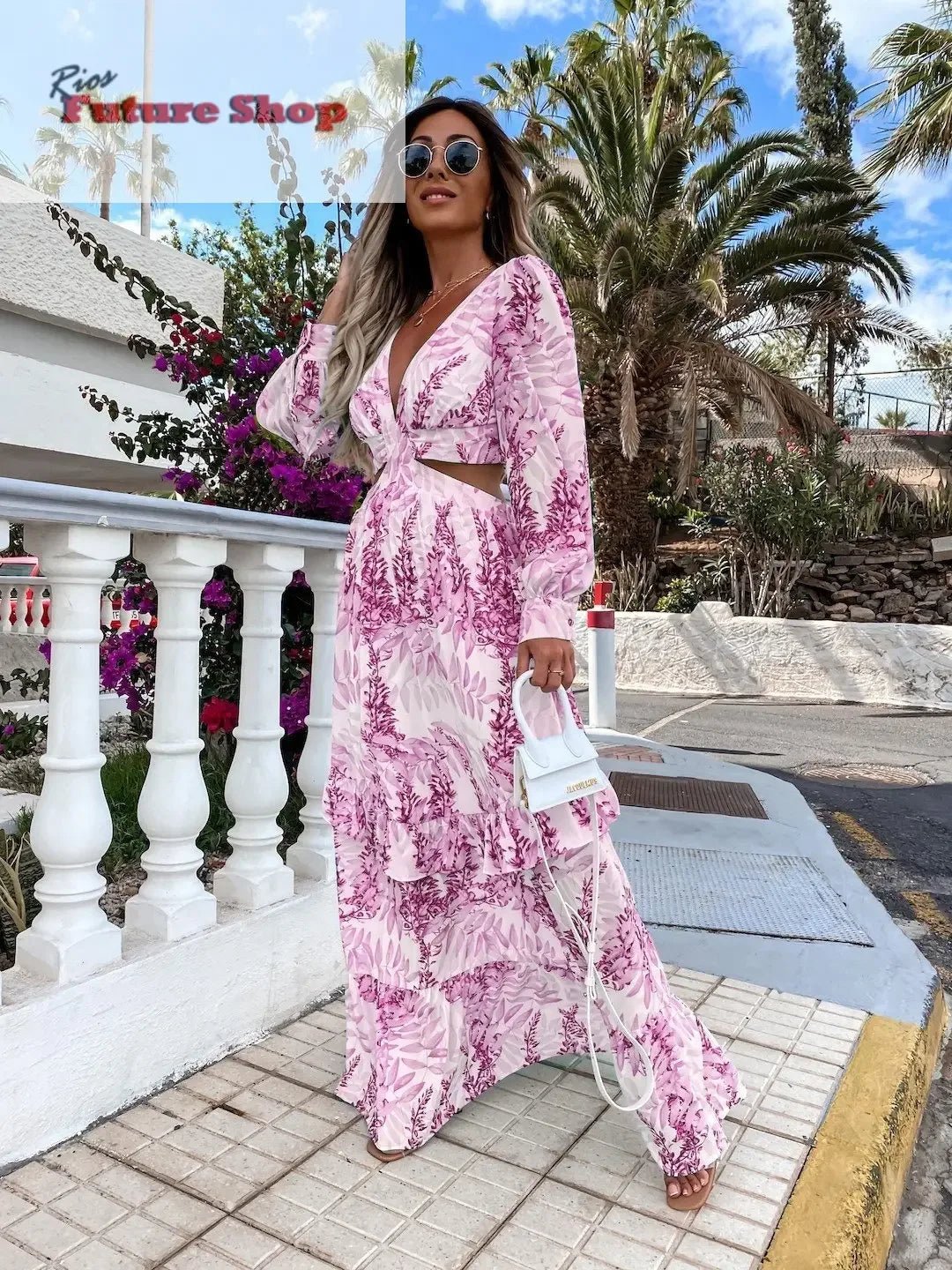 Elegant Women's V-neck Dresses 2025 Summer - Rios Future Shop
