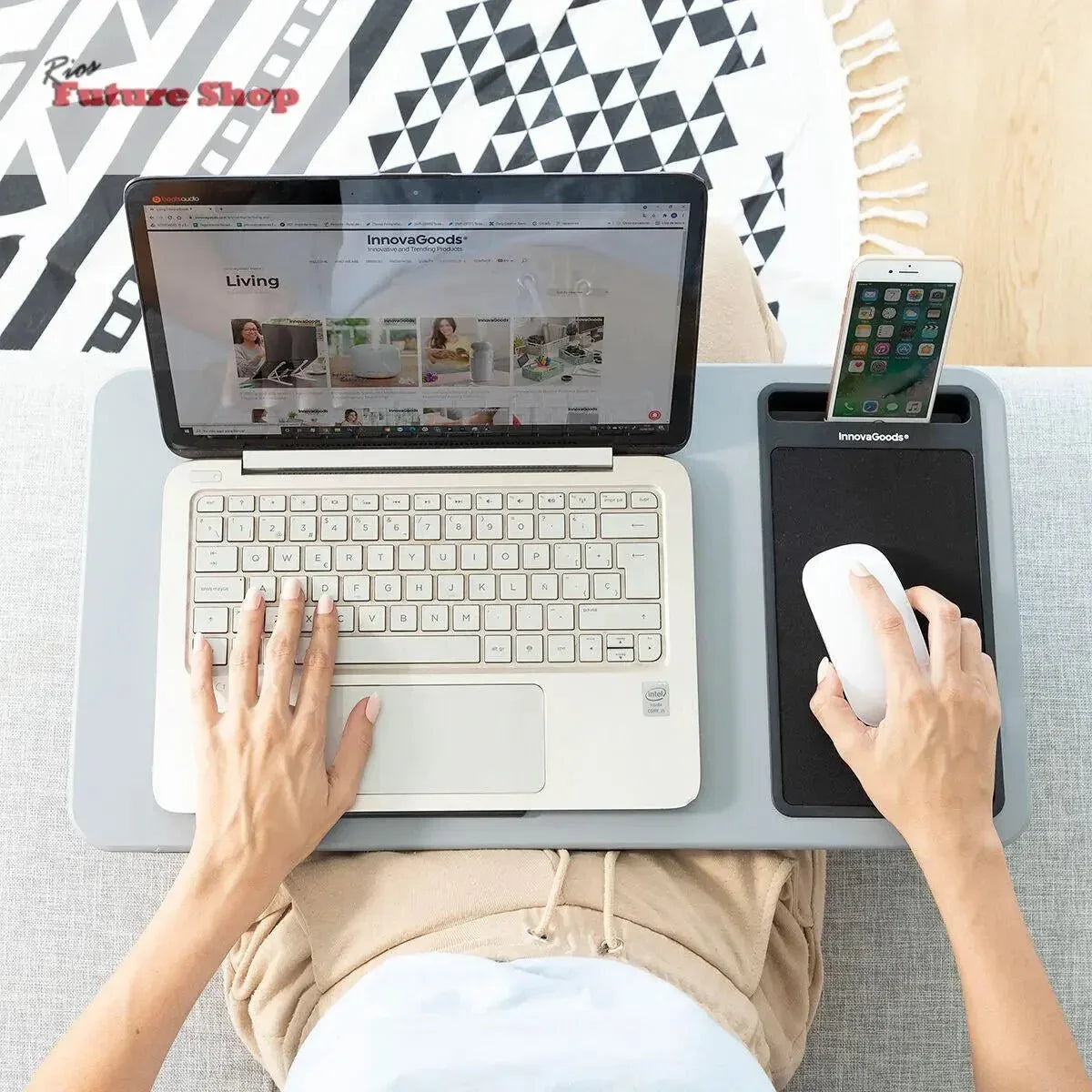 Escritorio Portátil para Ordenador con Cojín XL Deskion InnovaGoods - Rios Future Shop