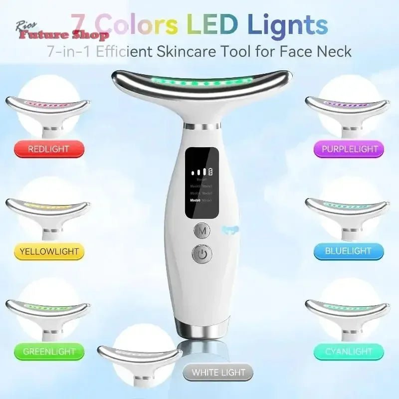 Facial Lift 7 Modes Electric Vibration Massage Skin Tightening LED Double Chin Neck Skin Care - Rios Future Shop