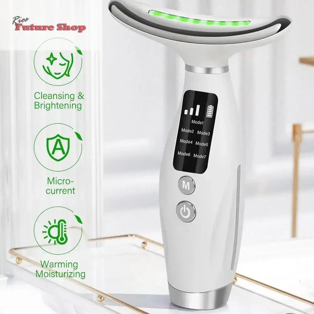 Facial Lift 7 Modes Electric Vibration Massage Skin Tightening LED Double Chin Neck Skin Care - Rios Future Shop