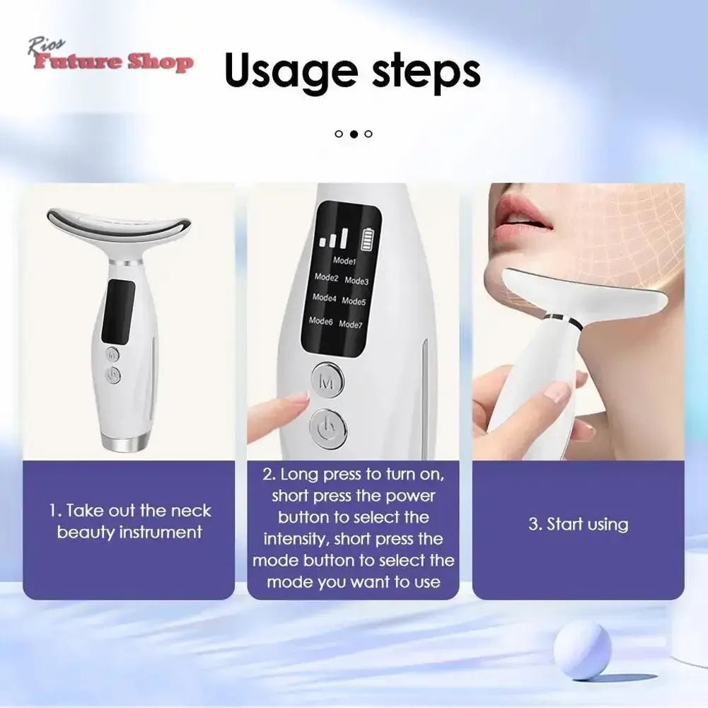 Facial Lift 7 Modes Electric Vibration Massage Skin Tightening LED Double Chin Neck Skin Care - Rios Future Shop
