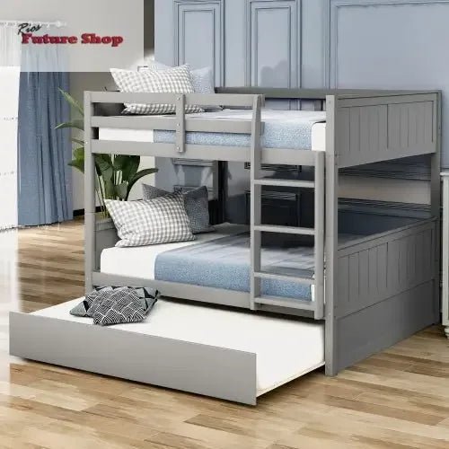 Full Over Full Bunk Bed With Twin Size Trundle - Rios Future Shop