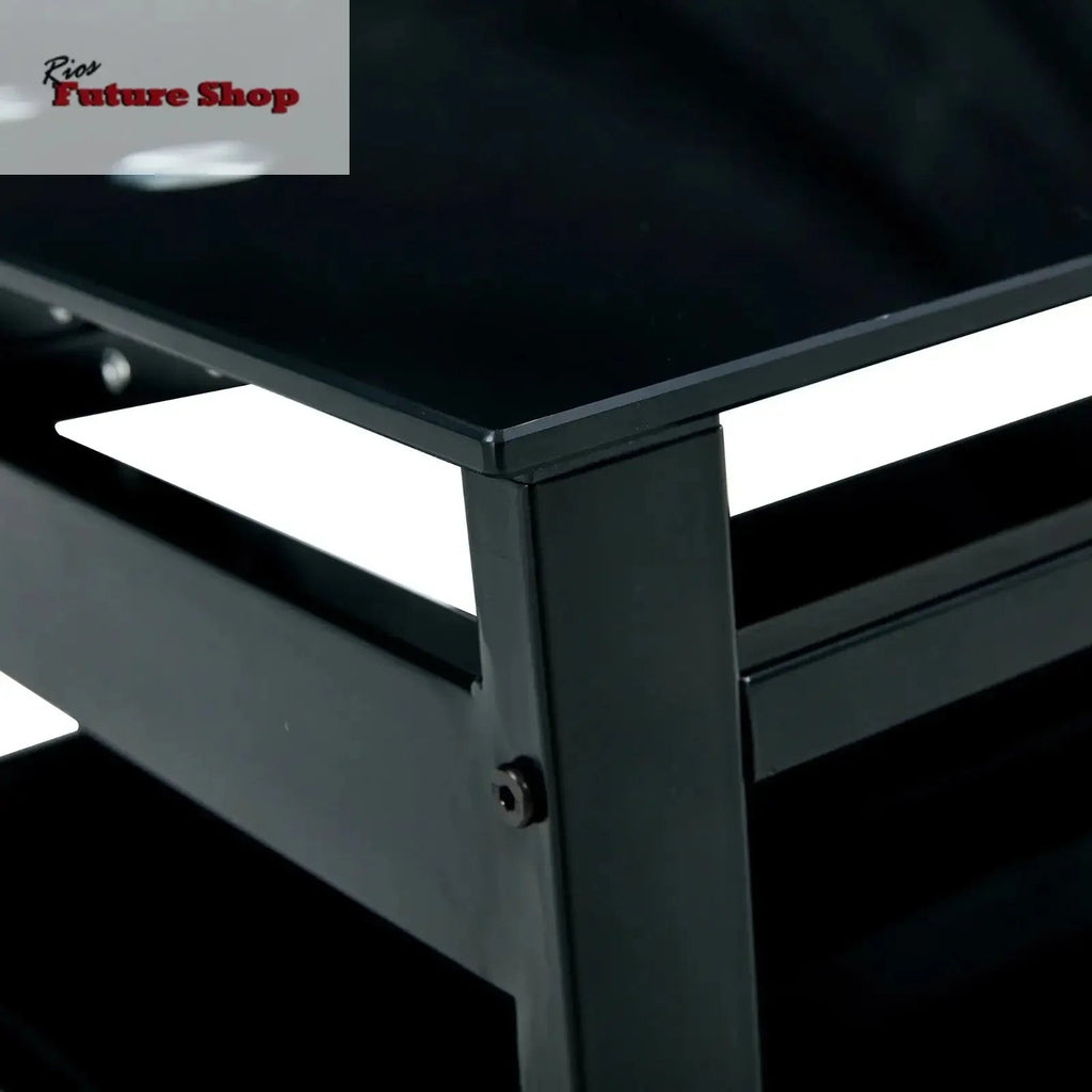 Glass Lift Top Coffee Table, 2-Layer Tempered Glass, Modern Simple, Black - Rios Future Shop