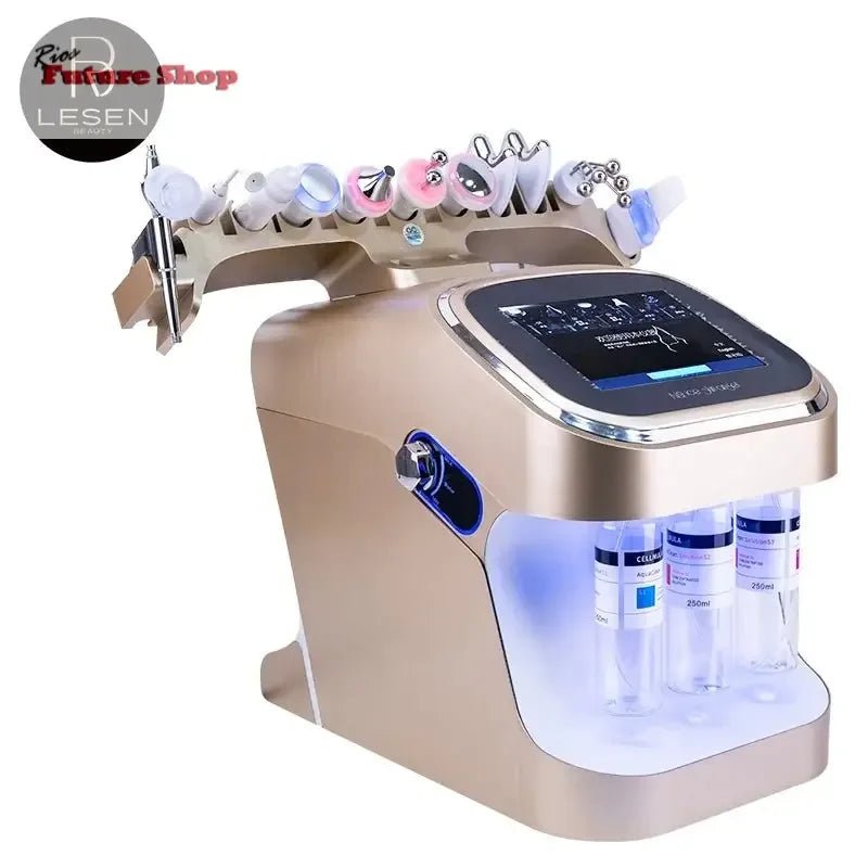 Gold Hydra Bubble Skin Beauty Machine 11 in 1 Facial Care Oxygen Jet Peel Firming Dermabrasion salon Use Beauty Equipment - Rios Future Shop
