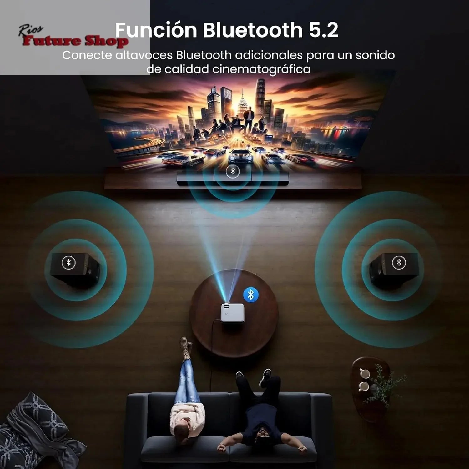 【Google TV Official】 Smart Mini Proyector 4K, HAPPRUN 1000 ANSI 1080P Full HD - Rios Future Shop