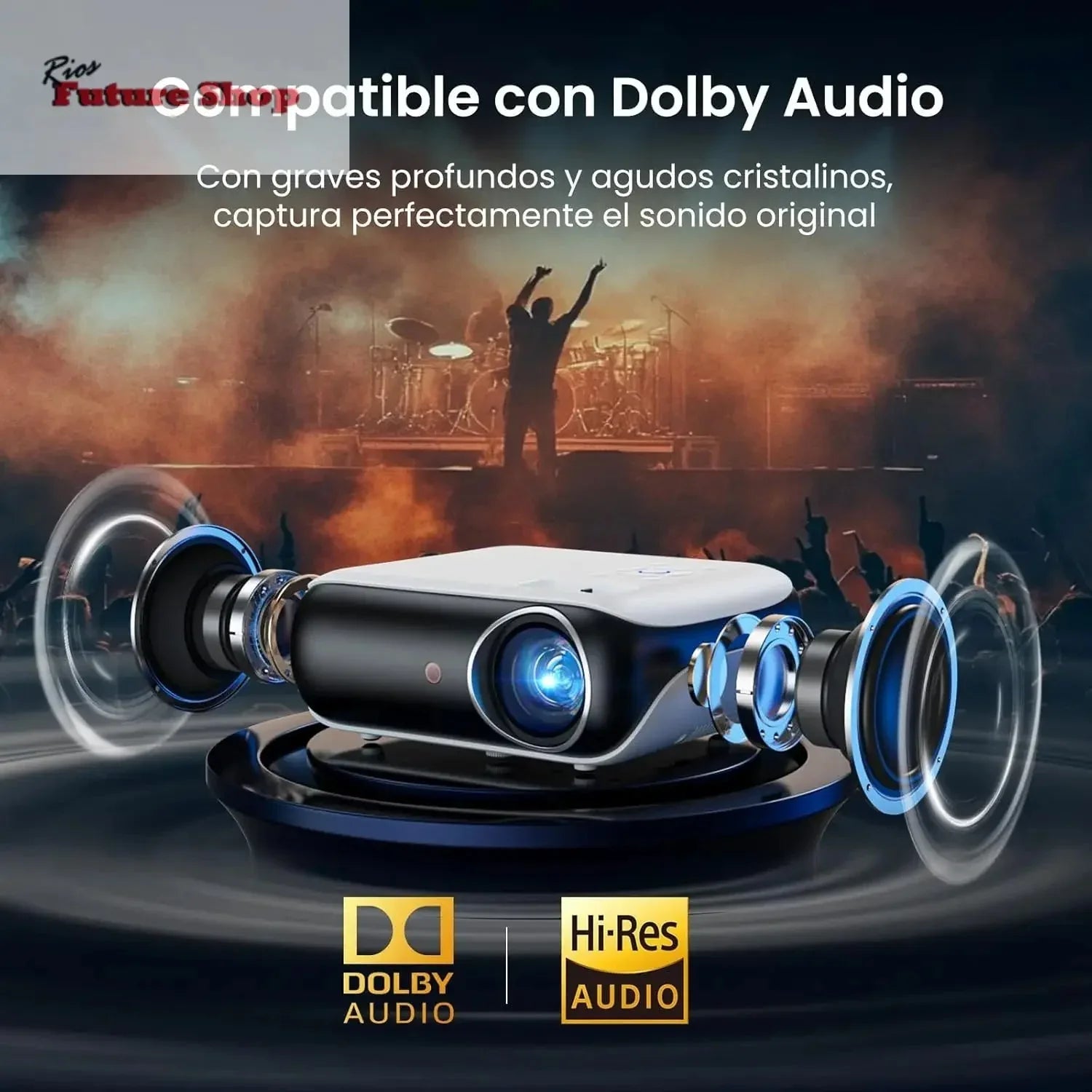 【Google TV Official】 Smart Mini Proyector 4K, HAPPRUN 1000 ANSI 1080P Full HD - Rios Future Shop