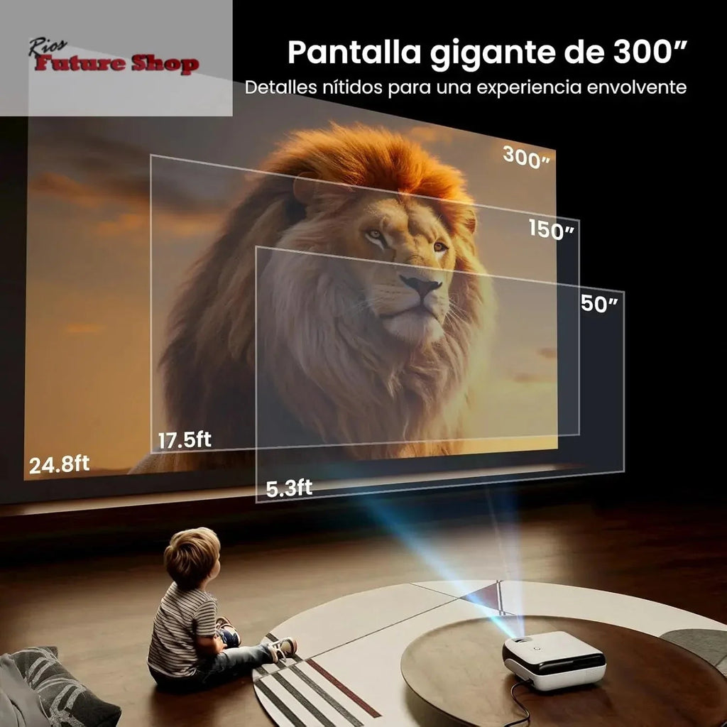 【Google TV Official】 Smart Mini Proyector 4K, HAPPRUN 1000 ANSI 1080P Full HD - Rios Future Shop