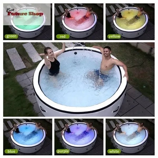 Inflatable Hot Tub, Portable Spa Pool, Outdoor Spa Center That Can Accommodate 4-6 People, With Lid And 6 Colored Light Beads - Rios Future Shop