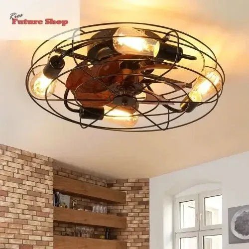 Lantern Style 20 Inch Farmhouse Low Profile Ceiling Fan Light - Rios Future Shop
