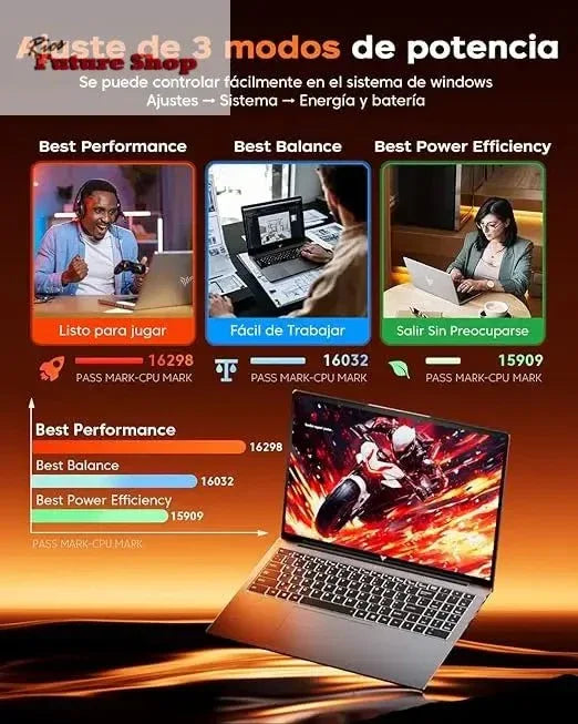 Laptop 16" New lntel Alder Lake N150 (until 3.6Ghz) DDR4 2666MHz-3200MHz,16 GB RAM 512 GB SSD - Rios Future Shop