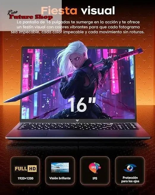 Laptop 16" New lntel Alder Lake N150 (until 3.6Ghz) DDR4 2666MHz-3200MHz,16 GB RAM 512 GB SSD - Rios Future Shop