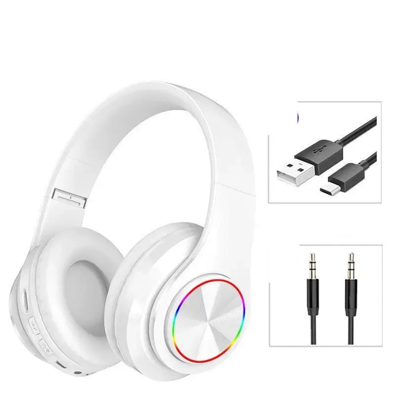 LED Wireless Bluetooth Headphones Gaming Headsets Sport Earphone With Support TF Card Colorful Breathing Lights - Rios Future Shop