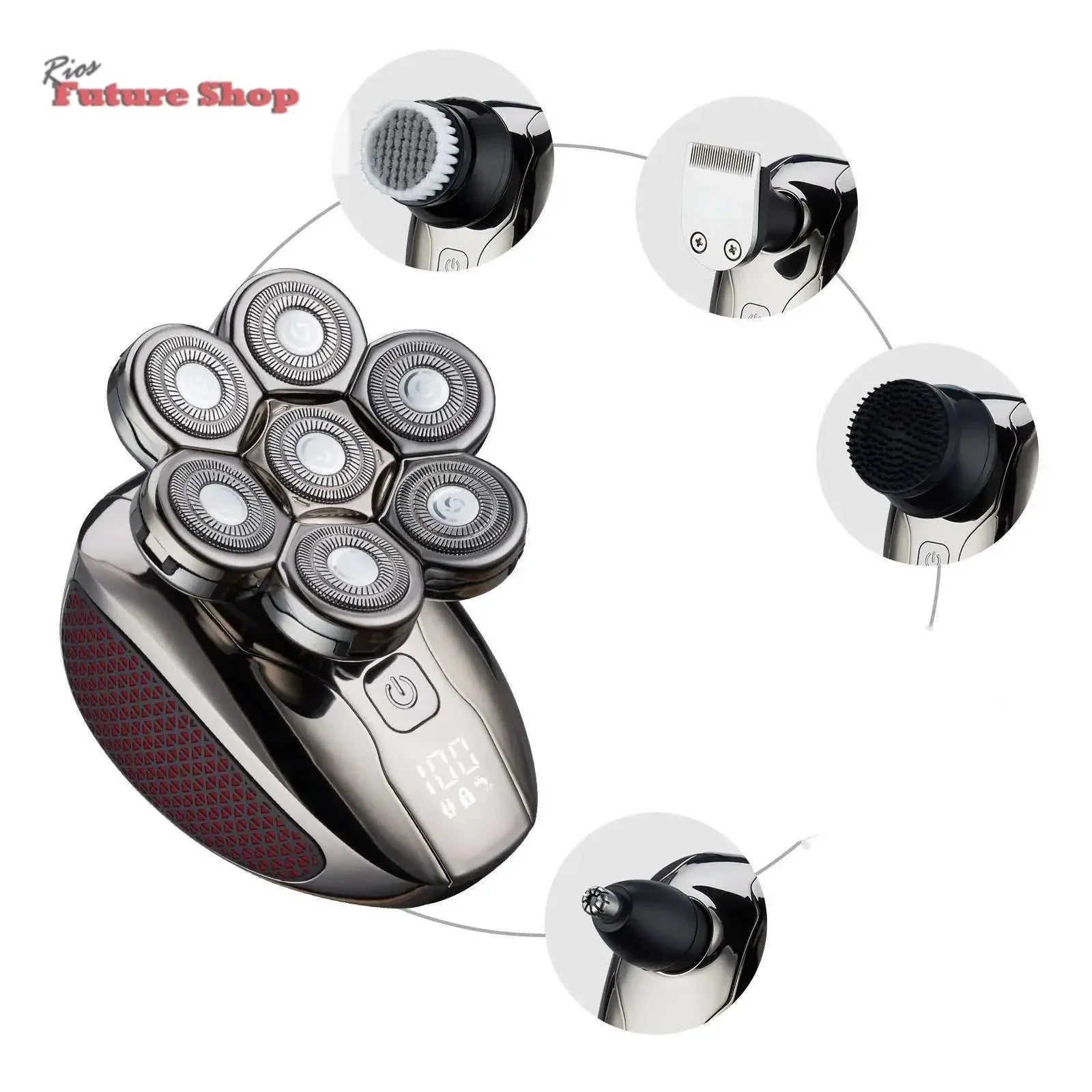 Máquina de barbear digital lavável masculina de sete lâminas - Rios Future Shop