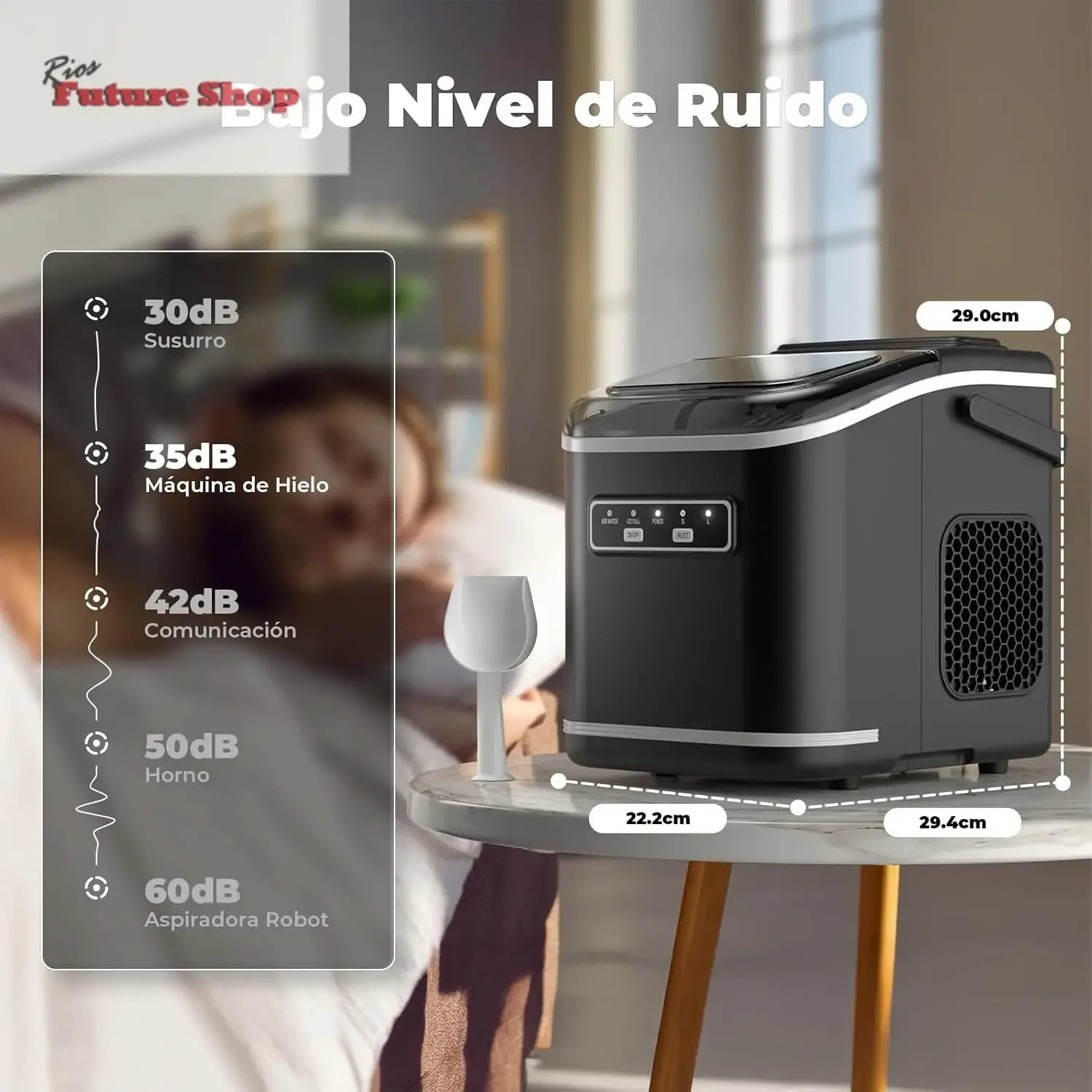 Máquinas de fazer gelo, Acmeenjoy 12 kg/24 h máquina de gelo para bancada, gelo em 6-8 minutos, máquina de gelo portátil e auto-limpeza com pega para casa / festa / cozinha / bar - Rios Future Shop