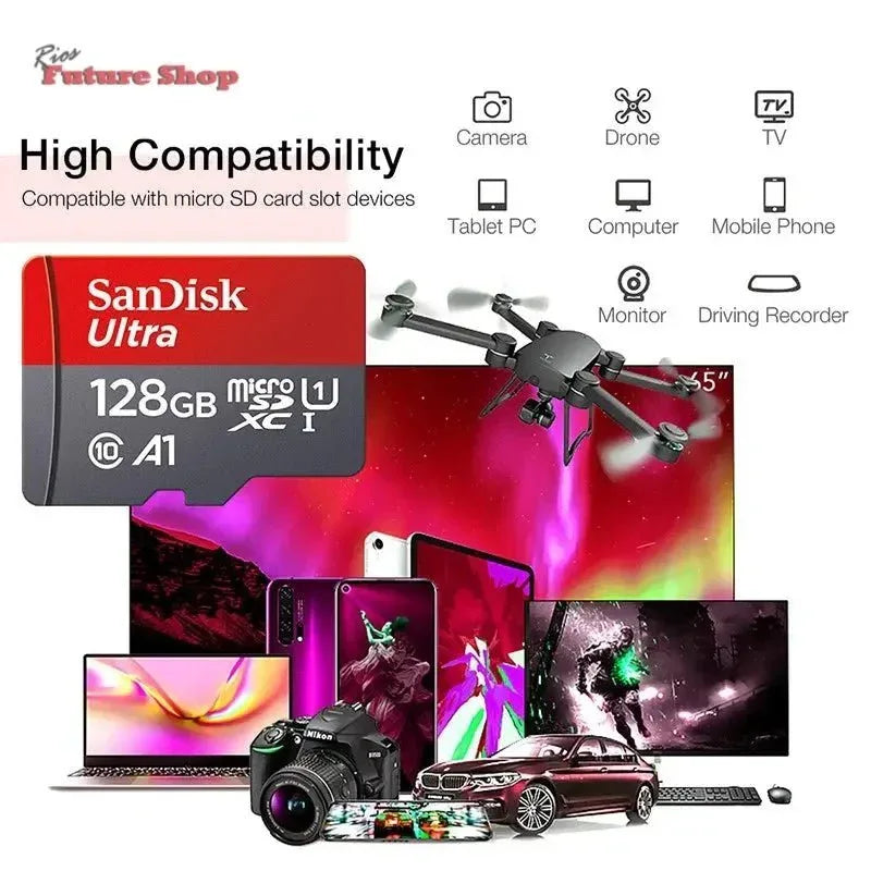 Micro SD Card 64GB Video Monitoring Traffic memory card 128GB 256GB Max 512GB 1TB smartphone DJI drone cardfor car - Rios Future Shop