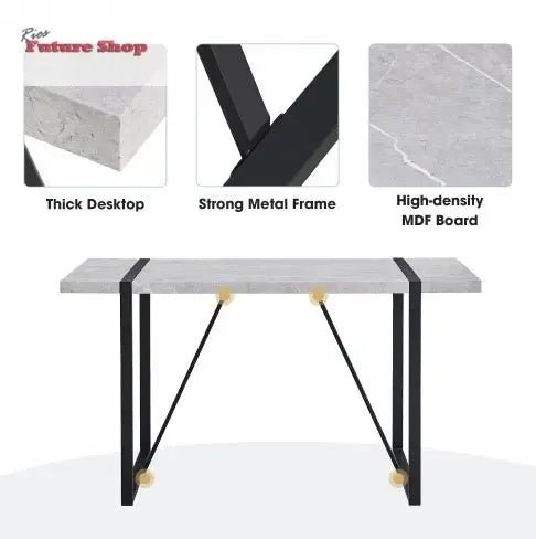 Modern Dining Table, 55 Inch Kitchen Table For 4 People, Rectangular Dinner Table For Dining Room, Home Office, Living Room Furniture, Easy Assembly, - Rios Future Shop