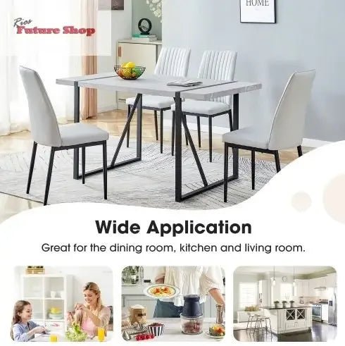 Modern Dining Table, 55 Inch Kitchen Table For 4 People, Rectangular Dinner Table For Dining Room, Home Office, Living Room Furniture, Easy Assembly, - Rios Future Shop