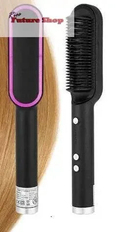 New 2 In 1 Hair Straightener Hot Comb Negative Ion Curling Tong Dual-purpose Electric Hair Brush - Rios Future Shop