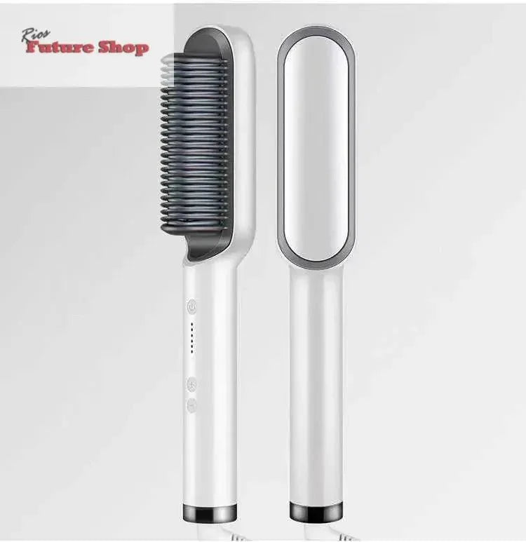 New 2 In 1 Hair Straightener Hot Comb Negative Ion Curling Tong Dual-purpose Electric Hair Brush - Rios Future Shop