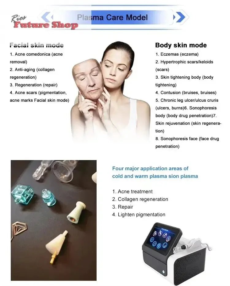Newest 8 in 1Fusion Plasma Scalp Diamond Stamp Jet Plasma Professional Lase Fibroblast Ozone Wart Spray Pen Removal Salon - Rios Future Shop