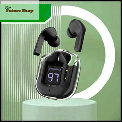 Novo Mini Transparente Sem Fio Bluetooth Headset Display Digital ENC Redução de Ruído Verdadeiro Desporto Música Sem Fio - Rios Future Shop