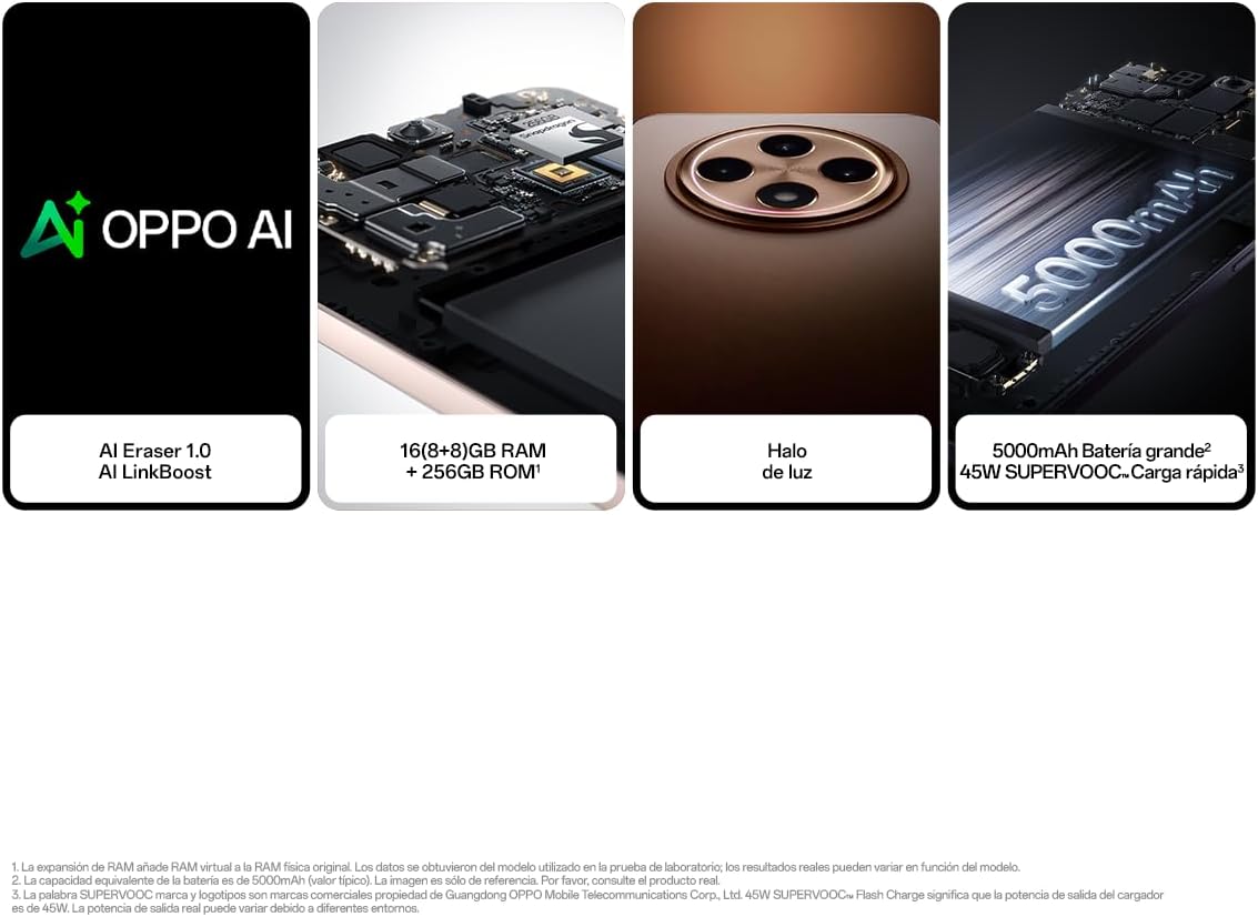 OPPO Reno12F 4G - Smartphone Libre con IA, 16GB (8GB+8GB) 256GB, Pantalla 2.5D AMOLED 6.7", Cámara 50+8+32 MP, Android, IP64, Batería 5000mAh, Carga Rápida 45W - Amber Orange