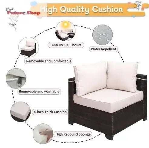 Outdoor Garden Patio Furniture 7Piece PE Rattan Wicker Cushioned Sofa Sets And Coffee Table, Patio Furniture Setoutdoor Couchoutdoor Couch Patio Furnitureoutdoor Sofapatio Couch - Rios Future Shop