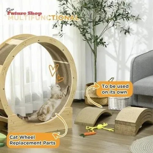 PawHut Cat Scratching Board, 4 Pack Cat Scratcher For Indoor Cats, Reversible Cat Scratch(USA)ing Post Replacement For Cat Wheel, Brown - Rios Future Shop