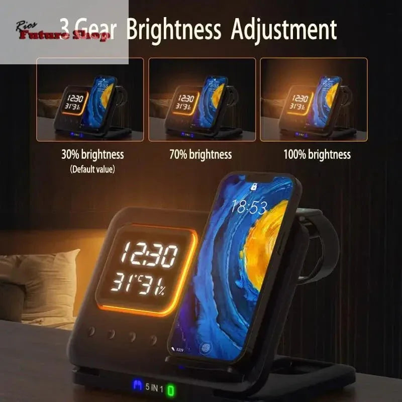Phone Stand Tabletop 15w Fast Charging 5 in One Universal Wireless Charger Desk Charger for Iphone - Rios Future Shop