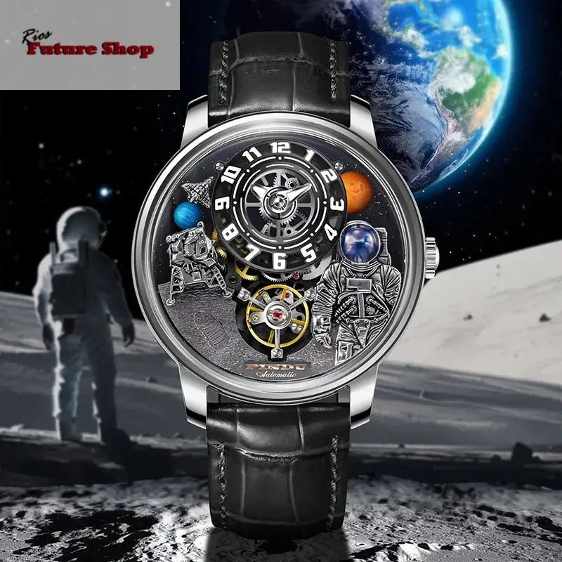 PINDU Astronaut Dial Men's Luxury and Fashion Personalized Fully Automatic Mechanical Serpentine Tourbillon Waterproof Watch DSersUSA