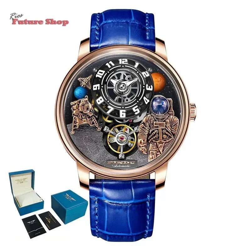 PINDU Astronaut Dial Men's Luxury and Fashion Personalized Fully Automatic Mechanical Serpentine Tourbillon Waterproof Watch DSersUSA