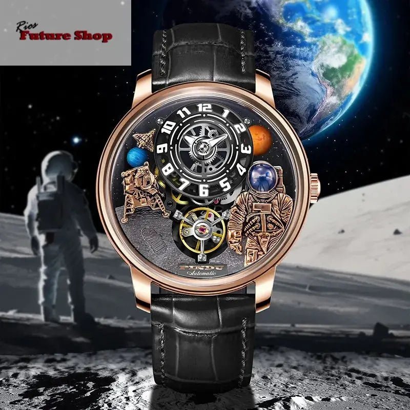 PINDU Astronaut Dial Men's Luxury and Fashion Personalized Fully Automatic Mechanical Serpentine Tourbillon Waterproof Watch DSersUSA