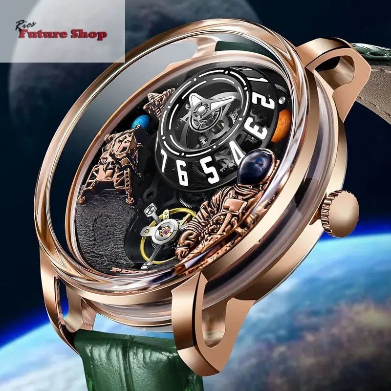 PINDU Astronaut Dial Men's Luxury and Fashion Personalized Fully Automatic Mechanical Serpentine Tourbillon Waterproof Watch DSersUSA