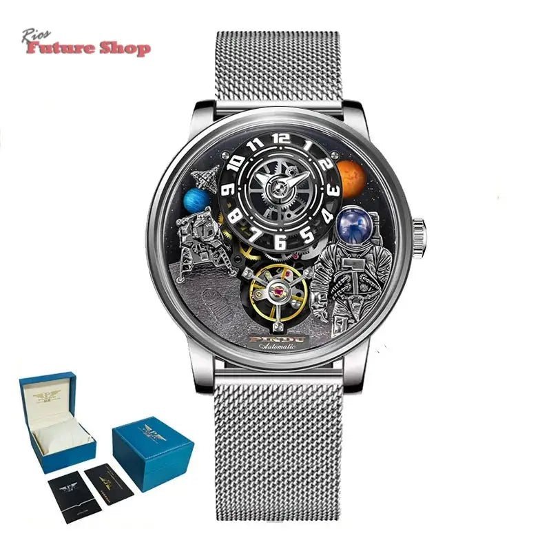 PINDU Astronaut Dial Men's Luxury and Fashion Personalized Fully Automatic Mechanical Serpentine Tourbillon Waterproof Watch DSersUSA