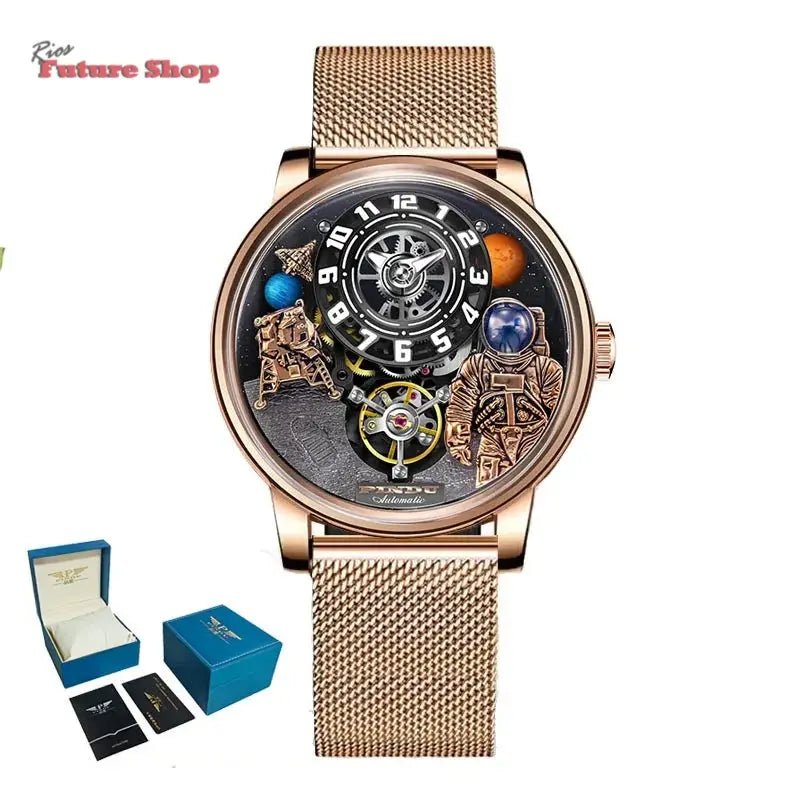 PINDU Astronaut Dial Men's Luxury and Fashion Personalized Fully Automatic Mechanical Serpentine Tourbillon Waterproof Watch DSersUSA