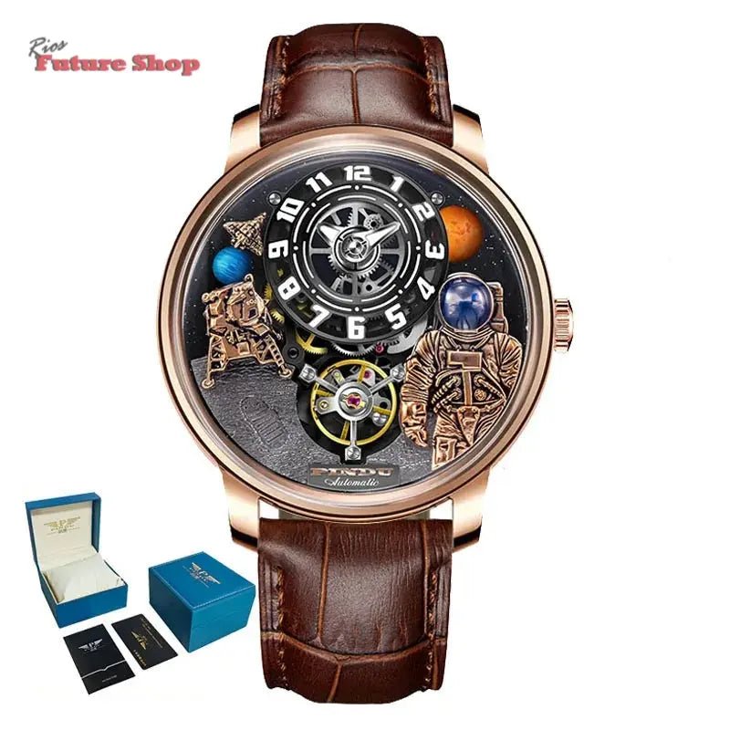 PINDU Astronaut Dial Men's Luxury and Fashion Personalized Fully Automatic Mechanical Serpentine Tourbillon Waterproof Watch DSersUSA