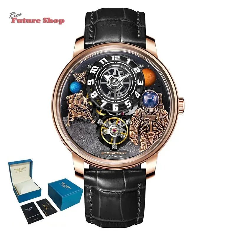 PINDU Astronaut Dial Men's Luxury and Fashion Personalized Fully Automatic Mechanical Serpentine Tourbillon Waterproof Watch DSersUSA
