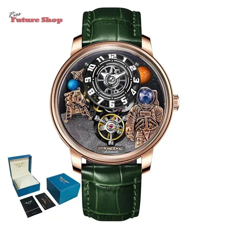 PINDU Astronaut Dial Men's Luxury and Fashion Personalized Fully Automatic Mechanical Serpentine Tourbillon Waterproof Watch DSersUSA