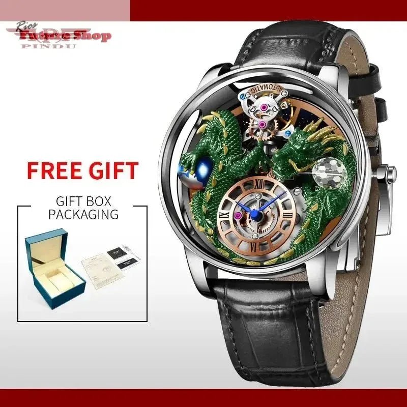 PINDU New Watchmakings House of Dragons Astronomia Art 3D Gold Dragon Astronomia Quartz Watch Men Astronomia Solar Montre Homme - Rios Future Shop