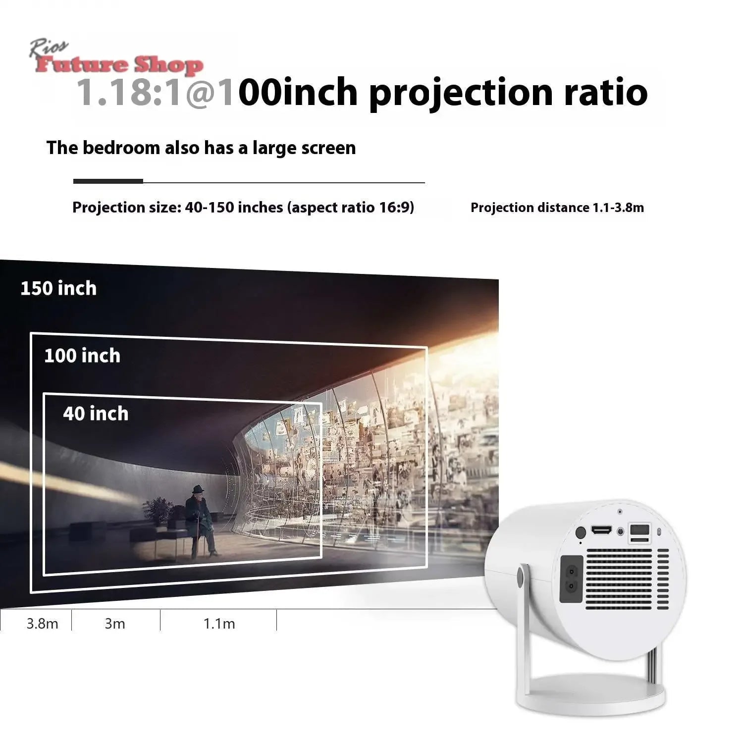 Portable Projector Small Straight Projector for Home Use 180 Degree Projection Angle Auto Focus Home Video Projector - Rios Future Shop