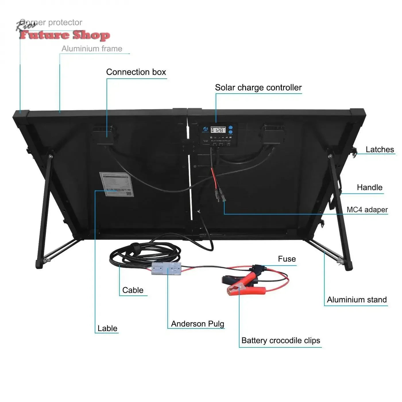 Power 100w 12v Portable Solar 2 Panel kit - Rios Future Shop