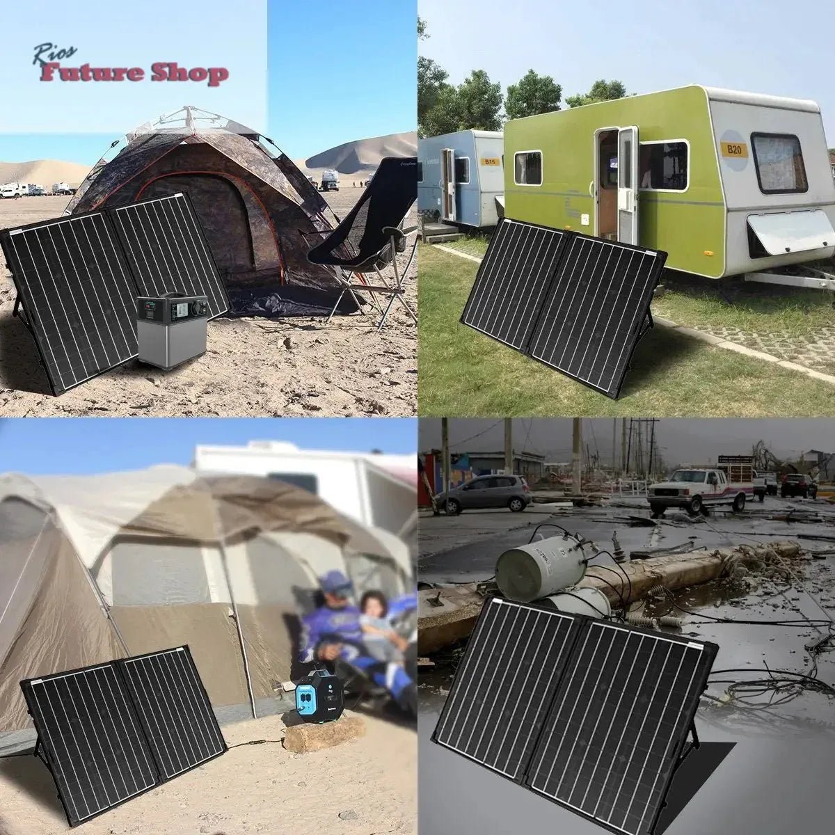 Power 100w 12v Portable Solar 2 Panel kit - Rios Future Shop