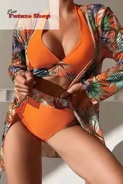 Printed Halter Neck Three-Piece Swim Set - Rios Future Shop