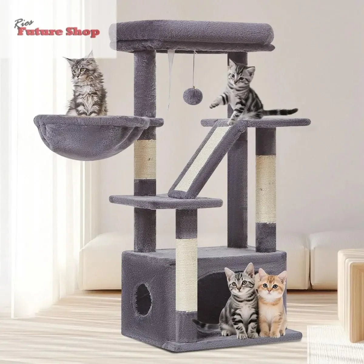 Purrfectly Tall Cat Scratching Tree – 97cm of Fun & Play for Your Feline Friend - Rios Future Shop
