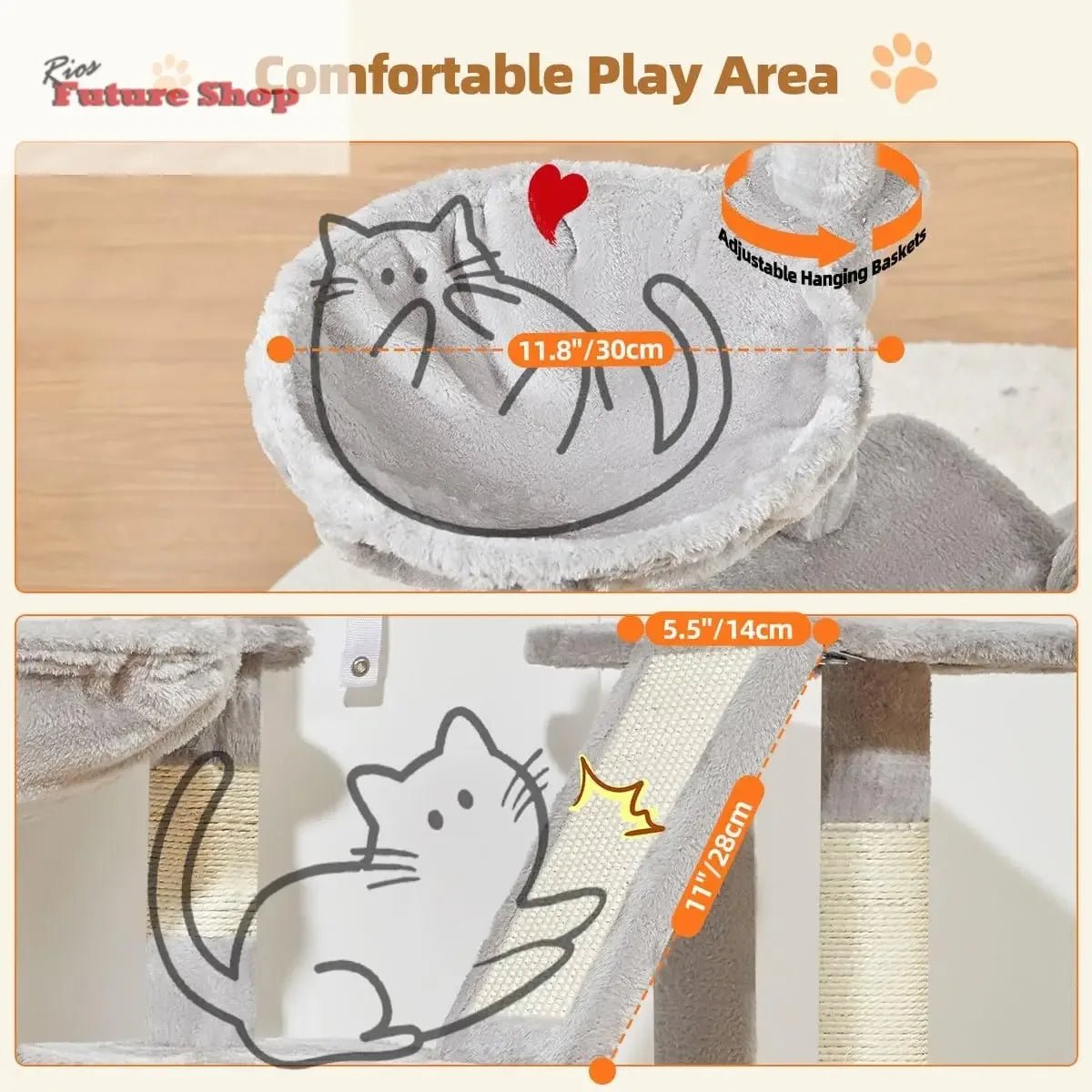 Purrfectly Tall Cat Scratching Tree – 97cm of Fun & Play for Your Feline Friend - Rios Future Shop
