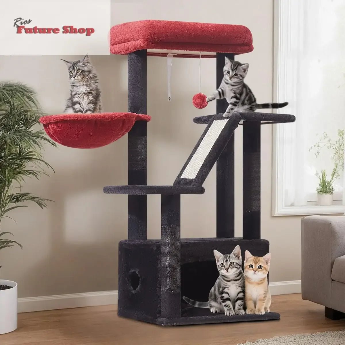 Purrfectly Tall Cat Scratching Tree – 97cm of Fun & Play for Your Feline Friend - Rios Future Shop